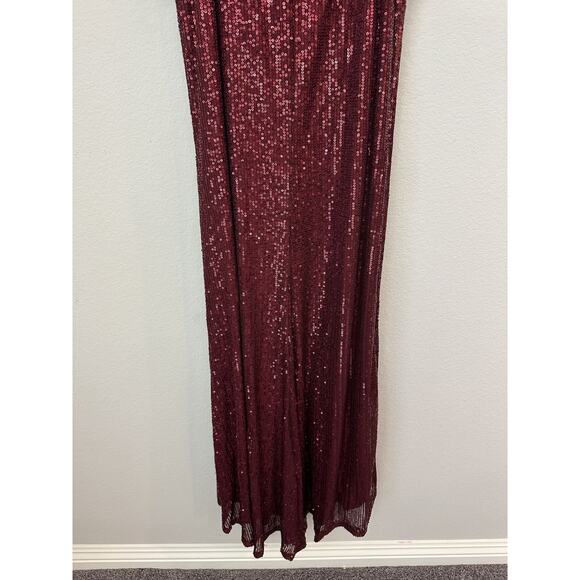 Ieena For Mac Duggal Wine Long Sleeves Sequin Evening Dress 26739 Size 2 - Picture 10 of 15